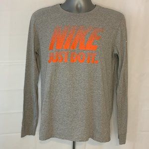 Nike Just Do It Long Sleeve Athletic Cut Tee Gray Men's Medium